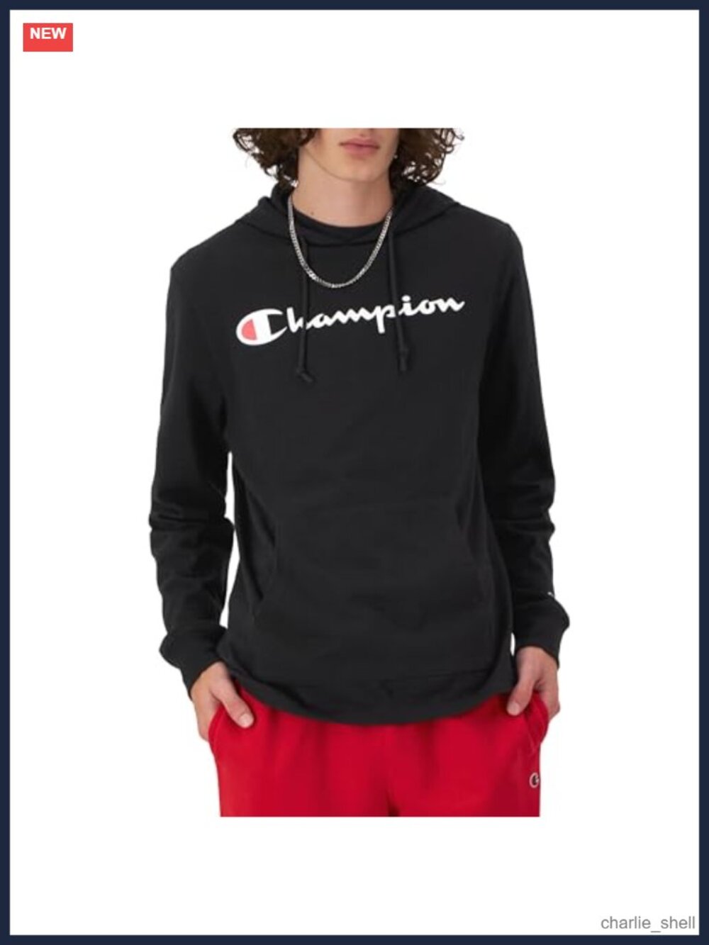 Men's Standard Fit Long Sleeve Hoodie T-Shirt with Kangaroo Pocket